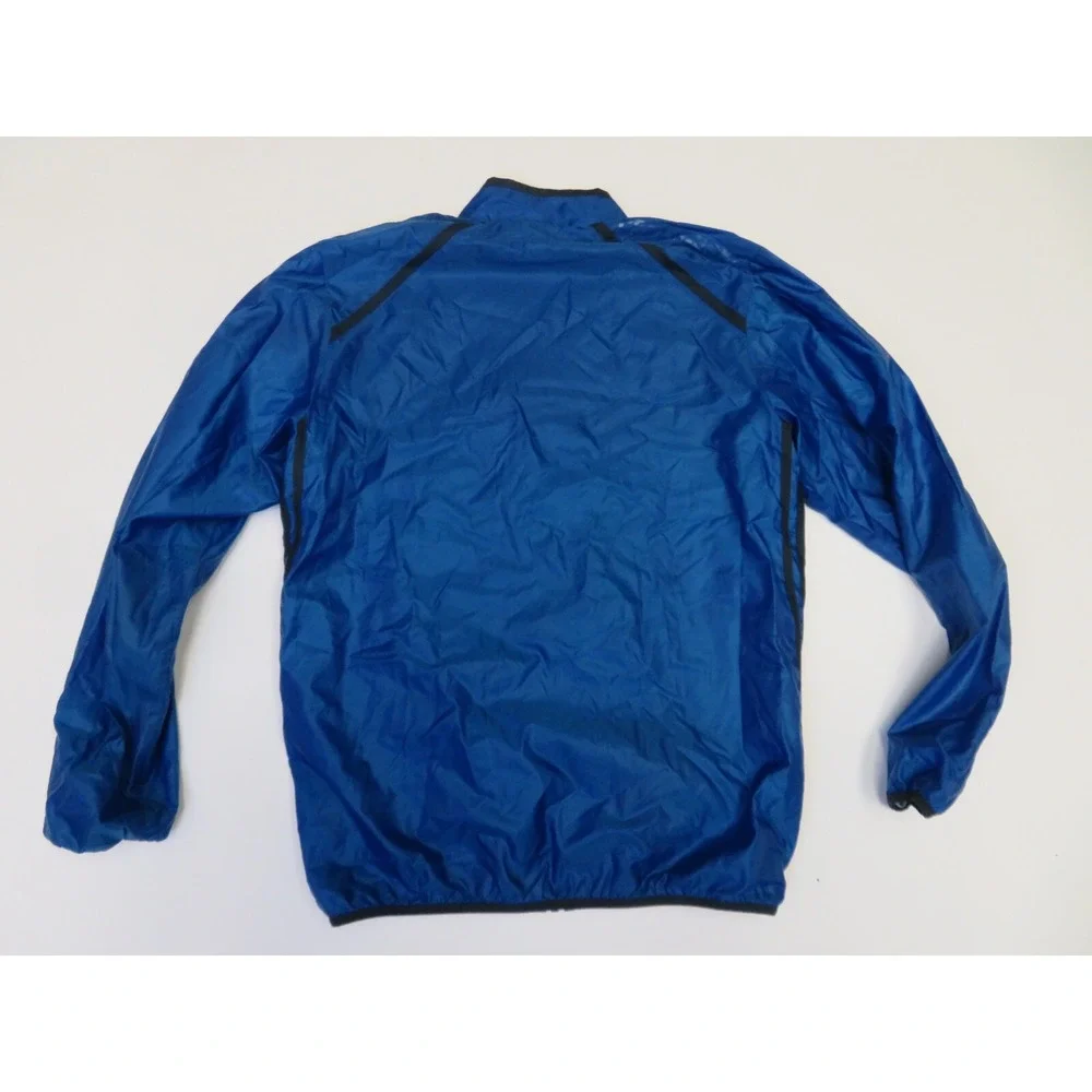 Adidas Jacket Mens Large Full Zip Blue Black Crazy Ghost Windbreaker Athletic